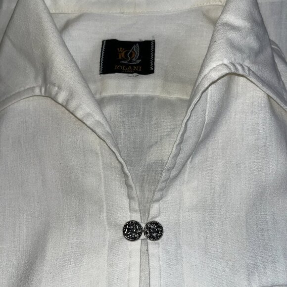 Vintage 1970's Iolani Hawaiian Aloha Shirt White - Beautiful Cond. - Men's M - Picture 7 of 9